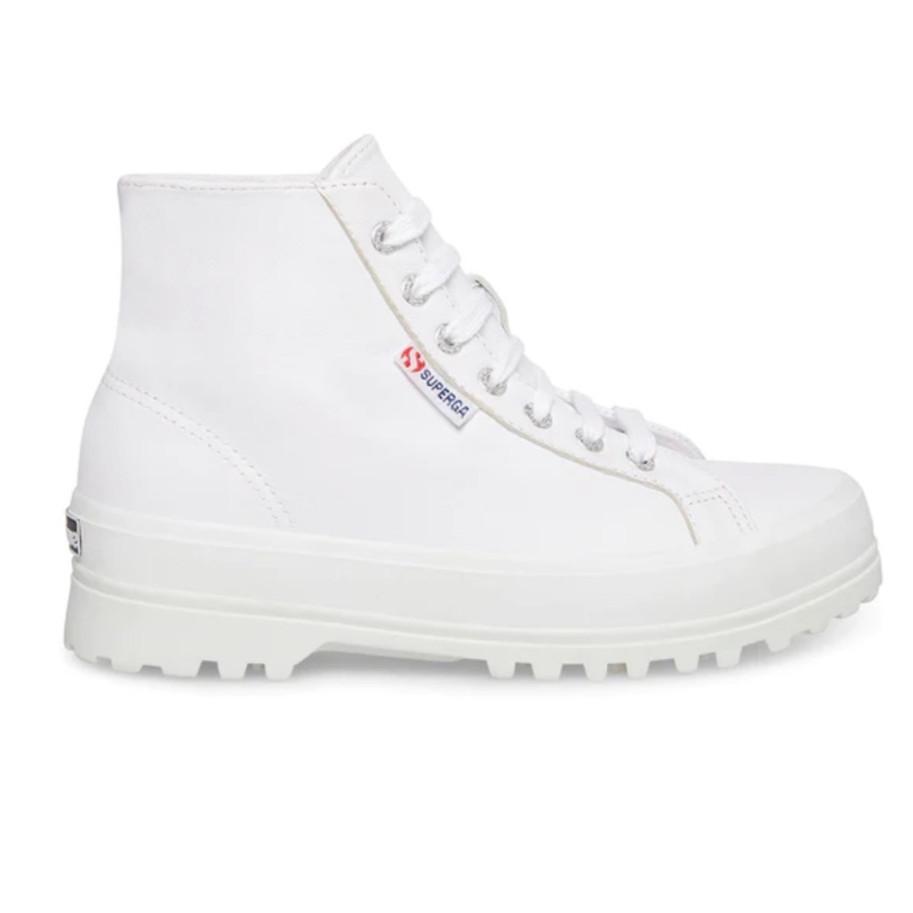 Brand New Superga 2341 Alpina Nappa white leather size 6.5 fits like a 7